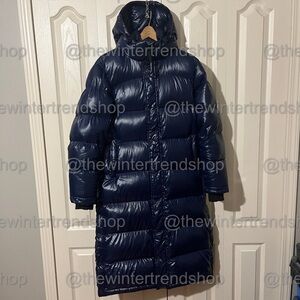 Women's Aritzia TNA Super Puff Long Puffer Jacket Blue Sz. M